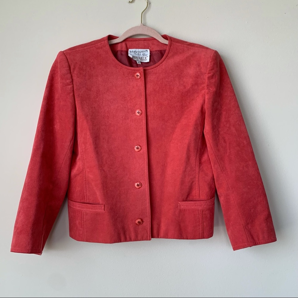 Bill Blass Blassport Vintage Leather Jacket Pink Ultra Suede Size 10